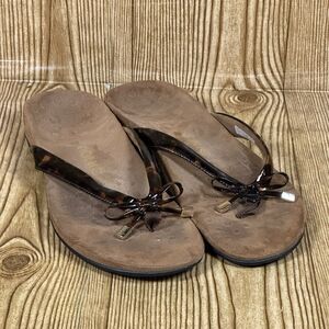 VIONIC Bella II Tortoise Shell Print Strap Comfort Flip Flop Sandals Women’s 9